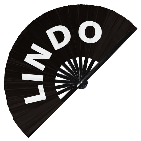 Lindo Cute Spanish Words hand fan foldable bamboo circuit rave hand fans Popular Spanish Mexican Slangs outfit party supply gear gifts music festival event rave accessories essential for men and women wear