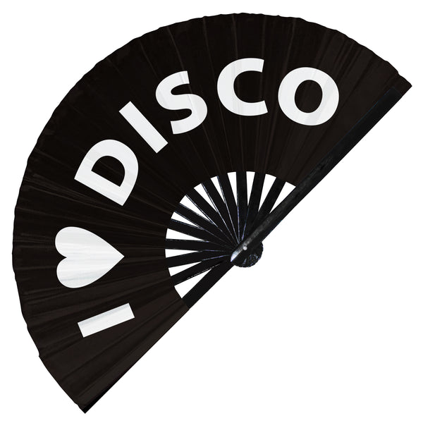 I Love Disco hand fan foldable bamboo circuit rave hand fans Heart Music Genre Rave Parties gifts Festival accessories