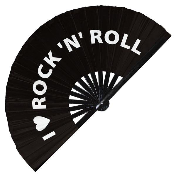 I Love Rock 'n' Roll hand fan foldable bamboo circuit rave hand fans Heart Music Genre Rave Parties gifts Festival accessories