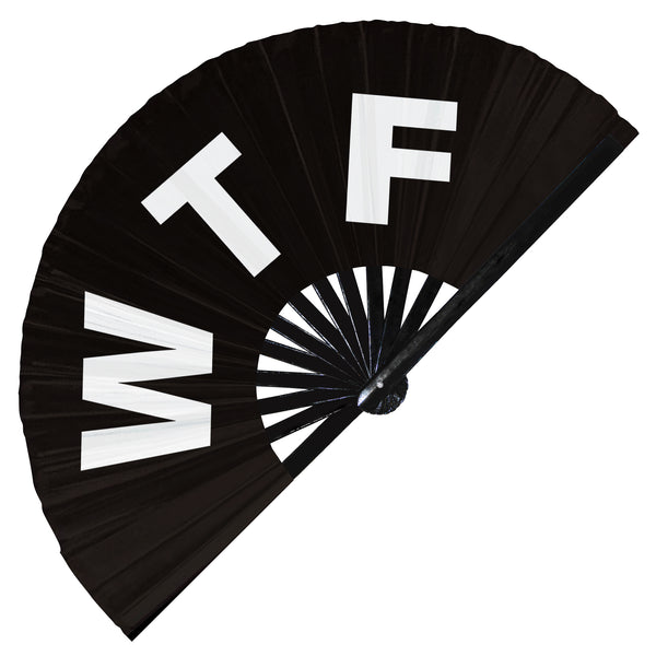 WTF What the Fuck Hand Fan UV Glow Handheld Bamboo Fans chat abbreviations expressions Foldable Hand Fan Clack fans Rave fans