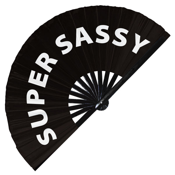 Super Sassy hand fan foldable bamboo circuit hand fan funny gag words expressions statement gifts Festival accessories Rave handheld Circuit event fan Clack fans