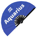 Aquarius Zodiac Sign Bamboo Hand Fan