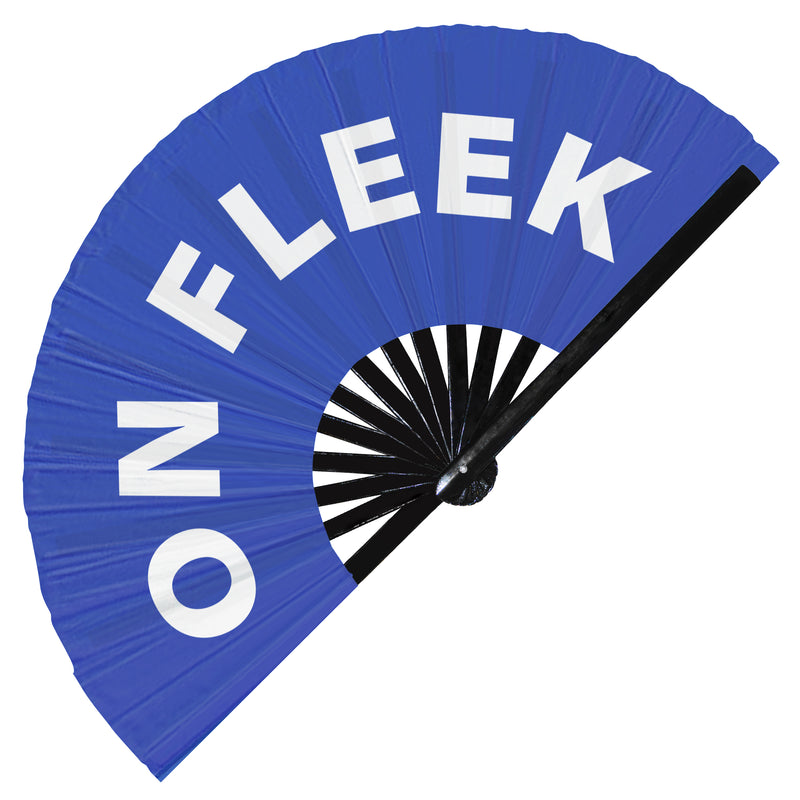 On Fleek hand fan foldable bamboo circuit rave hand fans Slang Words Fan outfit party gear gifts music festival rave accessories