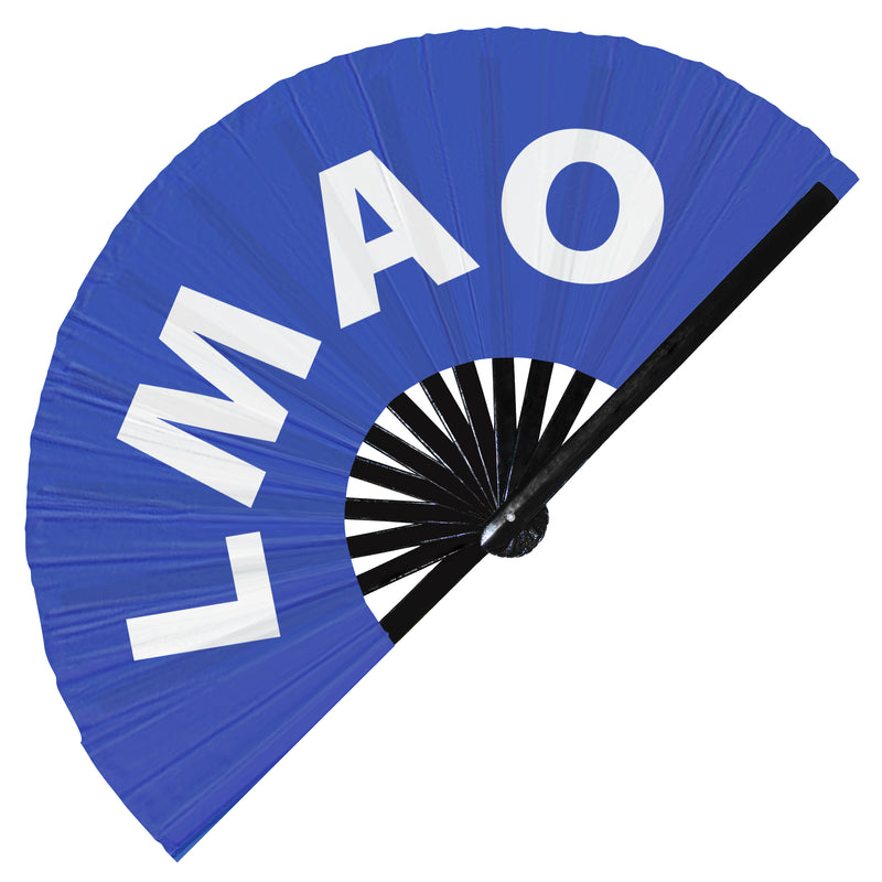 LMAO Hand Fan UV Glow Laughing My Ass Off Chat Acronyms Handheld Bamboo Clack Fans Funny Abbreviations Words Expression Gifts Accessories