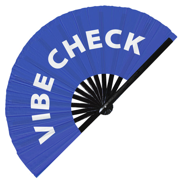 Vibe Check Slang Words hand fan foldable bamboo circuit rave hand fans Gen Z Modern Slangs outfit party supply gear gifts music festival event rave accessories essential for men and women wear