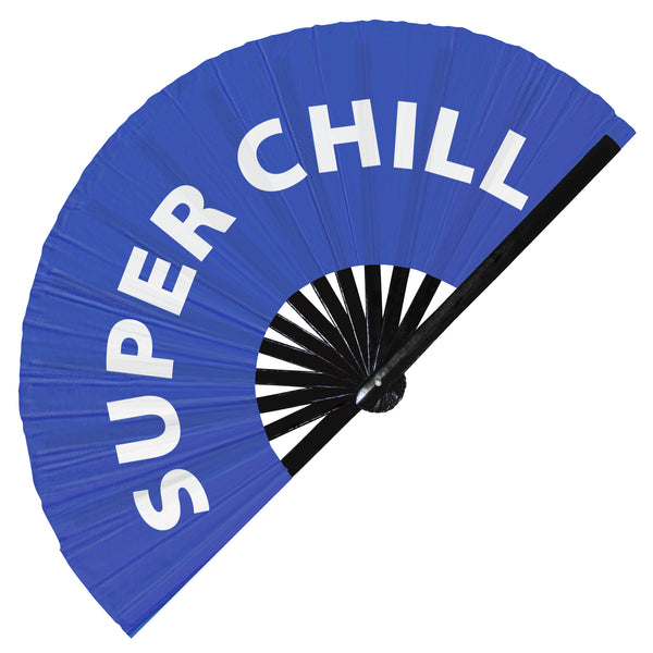 Super Chill hand fan foldable bamboo circuit hand fan funny gag words expressions statement gifts Festival accessories Rave handheld Circuit event fan Clack fans