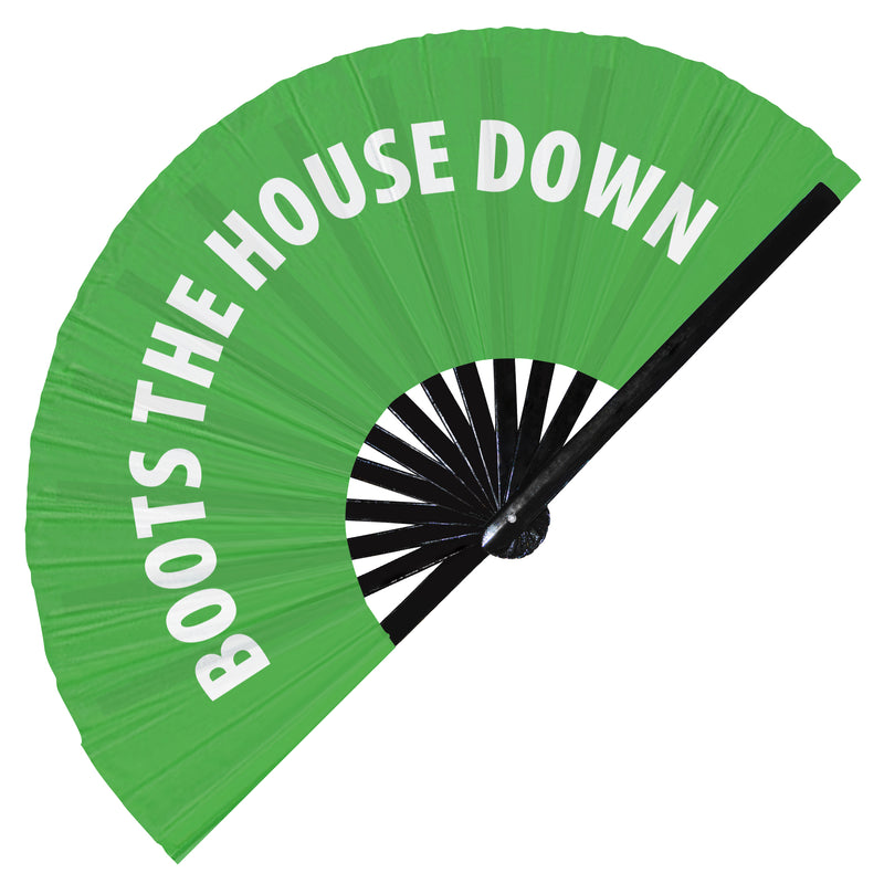Boots the House Down hand fan foldable bamboo circuit rave hand fans Pride Slang Words Fan outfit party gear gifts music festival rave accessories