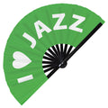 I Love Jazz Hand Fan Foldable Bamboo Circuit Rave Hand Fans Heart Music Genre Rave Parties Gifts Festival Accessories
