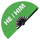 He/Him Bamboo Hand Fan