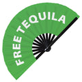 Free Tequila Hand Fan Foldable Bamboo Circuit Rave Hand Fans Outfit Party Gear Gifts Music Festival Rave Accessories for Men and Women