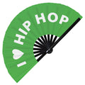 I Love Hip Hop Hand Fan Foldable Bamboo Circuit Rave Hand Fans Heart Music Genre Rave Parties Gifts Festival Accessories