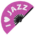 I Love Jazz Hand Fan Foldable Bamboo Circuit Rave Hand Fans Heart Music Genre Rave Parties Gifts Festival Accessories
