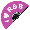 I Love R&B Hand Fan Foldable Bamboo Circuit Rave Hand Fans Heart Music Genre Rave Parties Gifts Festival Accessories