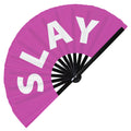 Slay Hand Fan Foldable Bamboo Circuit Rave Hand Fan I Slay Words Expressions Statement Gifts Festival Accessories
