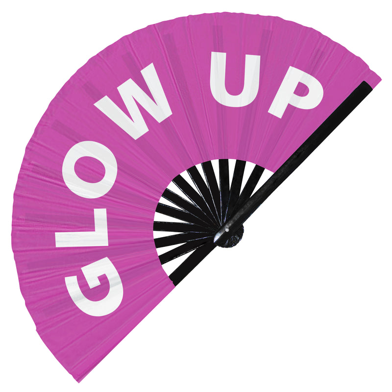 Glow Up hand fan foldable bamboo circuit rave hand fans Slang Words Fan outfit party gear gifts music festival rave accessories