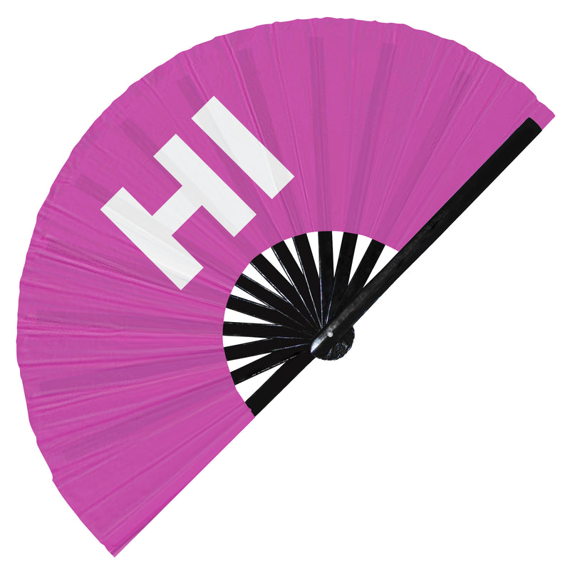 Hi Hand Fan Foldable Bamboo Circuit Events Birthday Weddings Hand Fans Outfit Party Gear Gifts Music Festival Rave Accessories for Men and Women