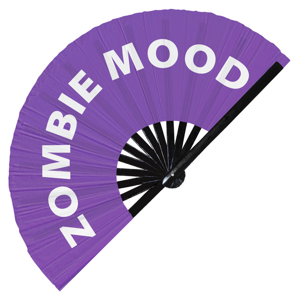 Zombie mood Slang Words hand fan foldable bamboo circuit rave hand fans Gen Z Modern Slangs outfit party supply gear gifts music festival event rave accessories essential for men and women wear