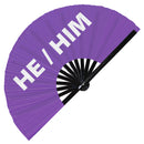 He/Him Bamboo Hand Fan