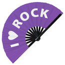 I Love Rock Bamboo Hand Fan