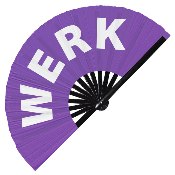 Werk Slang Words hand fan foldable bamboo circuit rave hand fans Gen Z Modern Pride LGBTQA Slangs outfit party supply gear gifts music festival event rave accessories essential for men and women wear