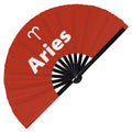 Aries Zodiac Sign Hand Fan Foldable Bamboo Circuit Rave Hand Fans Astrological Sign Rave Party Gifts Festival Accessories
