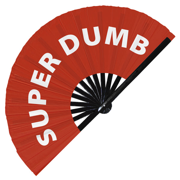 Super Dumb hand fan foldable bamboo circuit hand fan funny gag words expressions statement gifts Festival accessories Rave handheld Circuit event fan Clack fans