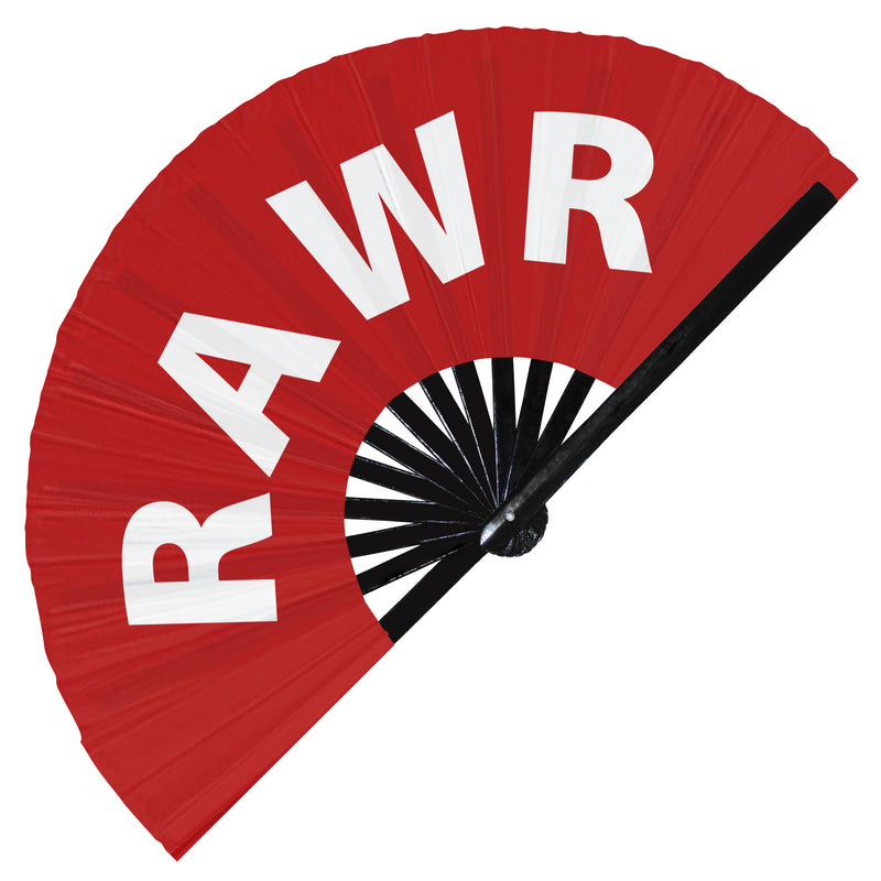 Rawr Hand Fan Foldable Bamboo Circuit Cute T-rex Roar Dinosaur Word Rave Hand Fans Outfit Party Gear Gifts Music Festival Rave Accessories for Men and Women