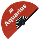 Aquarius Zodiac Sign Bamboo Hand Fan