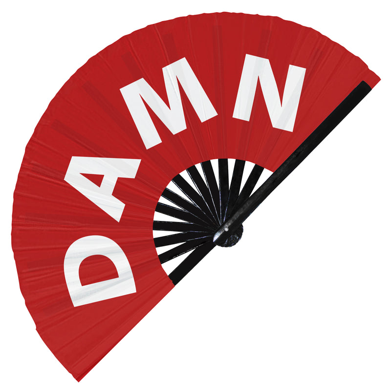 Damn Hand Fan Foldable Bamboo Circuit Rave Hand Fans Damn! Words Expressions Funny Statement Gag Gifts Festival Accessories