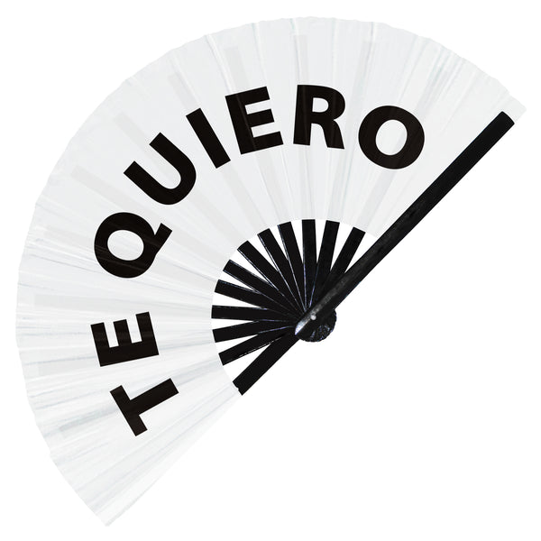 Te quiero Spanish Words hand fan foldable bamboo circuit rave hand fans Popular Spanish Mexican Slangs outfit party supply gear gifts music festival event rave accessories essential for men and women wear