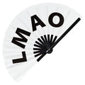 LMAO Hand Fan UV Glow Laughing My Ass Off Chat Acronyms Handheld Bamboo Clack Fans Funny Abbreviations Words Expression Gifts Accessories