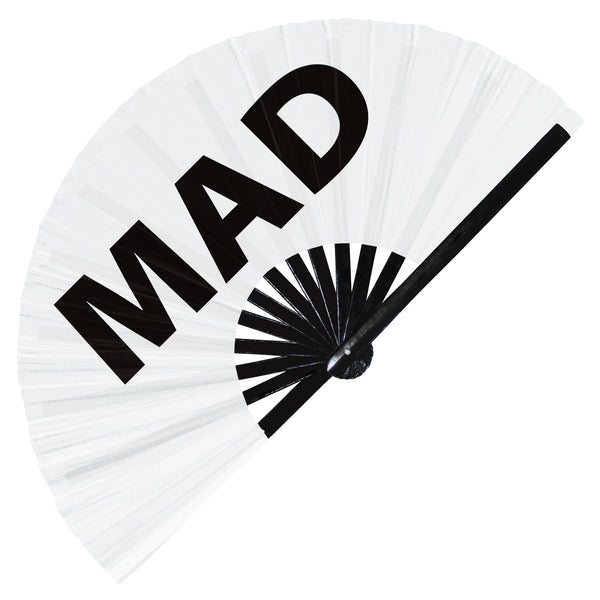 Mad Slang Words hand fan foldable bamboo circuit rave hand fans Gen Z Modern Slangs outfit party supply gear gifts music festival event rave accessories essential for men and women wear