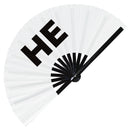 He Pronouns Bamboo Hand Fan