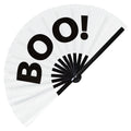 Boo! Hand Fan Foldable Bamboo Halloween Circuit Rave Hand Fans Outfit Party Gear Gifts Music Festival Rave Concerts Accessories for Men and Women