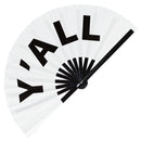 Y’all Slang Words hand fan foldable bamboo circuit rave hand fans Gen Z Modern Slangs outfit party supply gear gifts music festival event rave accessories essential for men and women wear