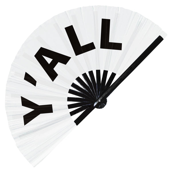 Y’all Slang Words hand fan foldable bamboo circuit rave hand fans Gen Z Modern Slangs outfit party supply gear gifts music festival event rave accessories essential for men and women wear