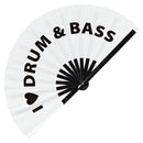 I Love Drum & Bass Bamboo Hand Fan