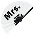 Mrs. Wedding Foldable Hand held UV Glow Fan Event Satin Bamboo Hand Fans for Wedding Bachelorette Party Ideas Bride Groom Gifts Accessory