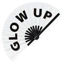 Glow Up Slang Words hand fan foldable bamboo circuit rave hand fans Gen Z Modern Slangs outfit party supply gear gifts music festival event rave accessories essential for men and women wear