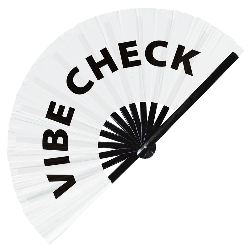 Vibe Check Hand Fan Foldable Bamboo Circuit Rave Hand Fans Slang Words Fan Outfit Party Gear Gifts Music Festival Rave Accessories