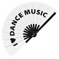 I Love Dance Music Hand Fan Foldable Bamboo Circuit Rave Hand Fans Heart Music Genre Rave Parties Gifts Festival Accessories