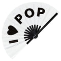 I Love Pop Hand Fan Foldable Bamboo Circuit Rave Hand Fans Heart Music Genre Rave Parties Gifts Festival Accessories