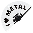 I Love Metal Bamboo Hand Fan