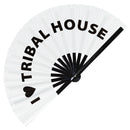I Love Tribal House Bamboo Hand Fan