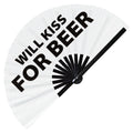 Will Dance for Beer Hand Fan Foldable Bamboo Circuit Rave Hand Fans Outfit Party Gear Gifts Music Festival Rave Accessories for Men and Women