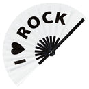 I Love Rock Bamboo Hand Fan