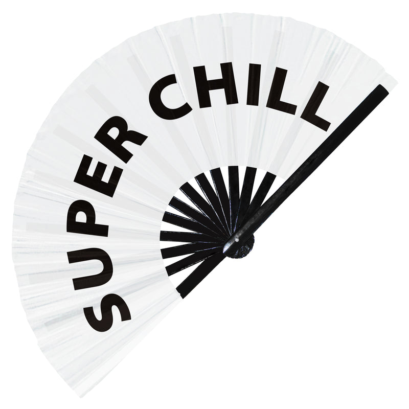 Super Chill Hand Fan Party Accessories Folding Fan Bamboo Rave Event Festivals Handheld Fan for Women and Men