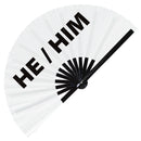 He/Him Bamboo Hand Fan