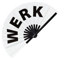 Werk hand fan foldable bamboo circuit rave hand fans Pride Slang Words Fan outfit party gear gifts music festival rave accessories
