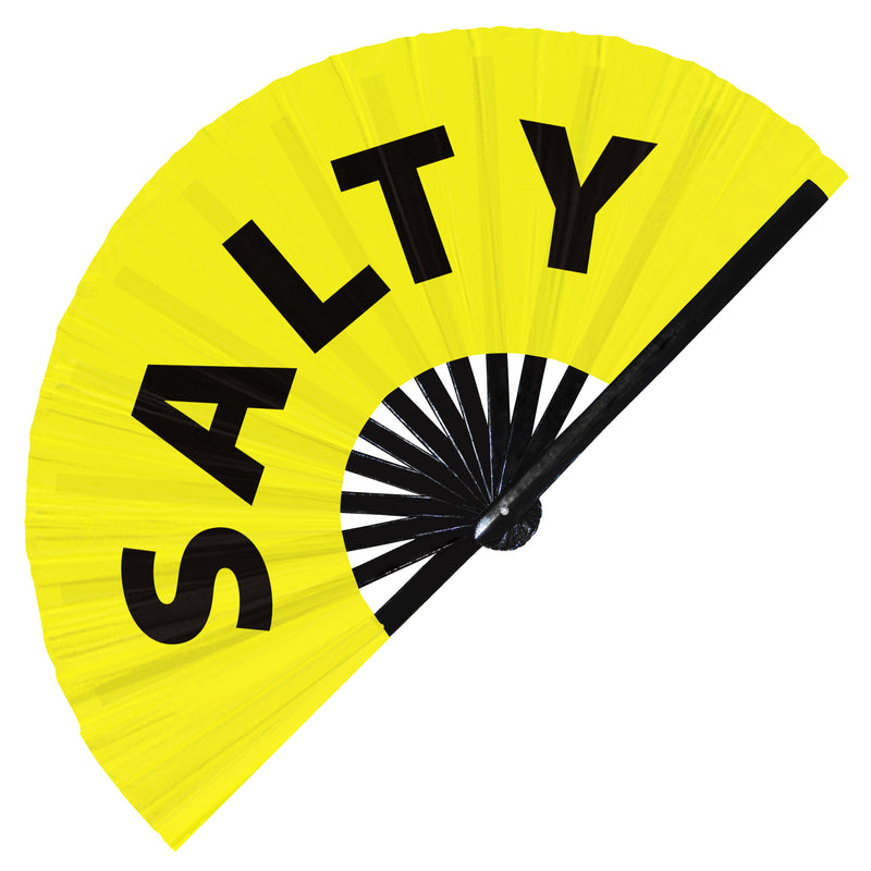 Salty Hand Fan Foldable Bamboo Circuit Rave Hand Fans Slang Words Expressions Funny Statement Gag Gifts Festival Accessories